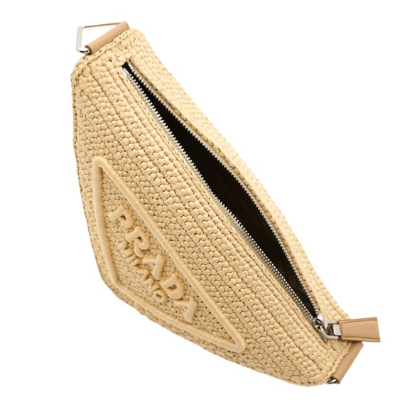 Prada Raffia Crochet Triangle Logo Crossbody 1BH190 New SIMOLI GROUP - Picture 7 of 8